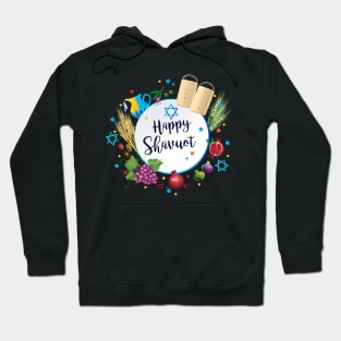 Happy Shavuot - Jewish Holiday greeting card, torah, traditional seven species Hoodie
